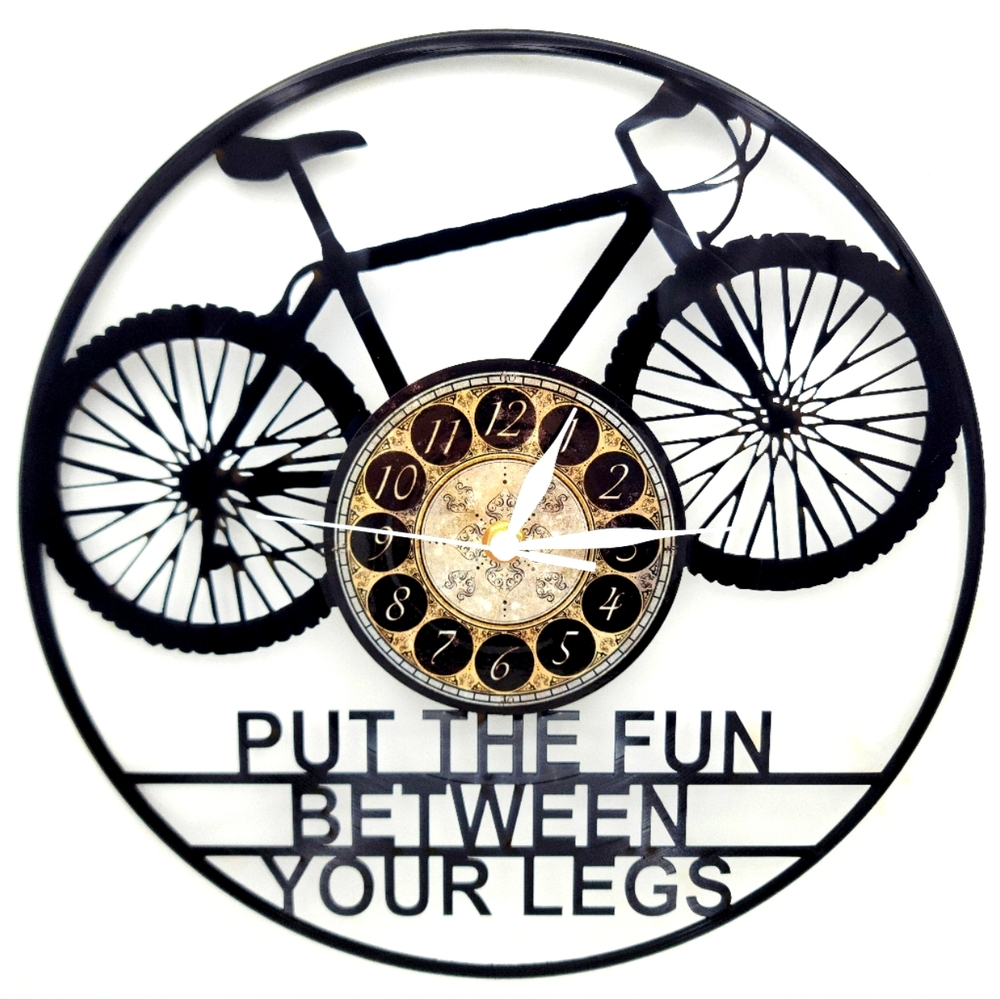 FUNNY CYCLING vinyl record clock